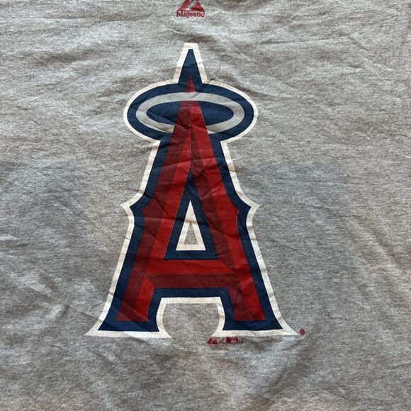 Vintage Y2K Majestic Los Angeles Angels Mens 2XL Gray Shirt Graphic Logo Tee - Picture 6 of 8
